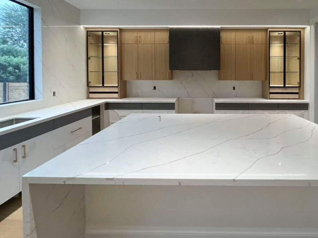 Luxury Kitchen Renovation in Vaughan | Modern Open-Concept Kitchen with Waterfall Island